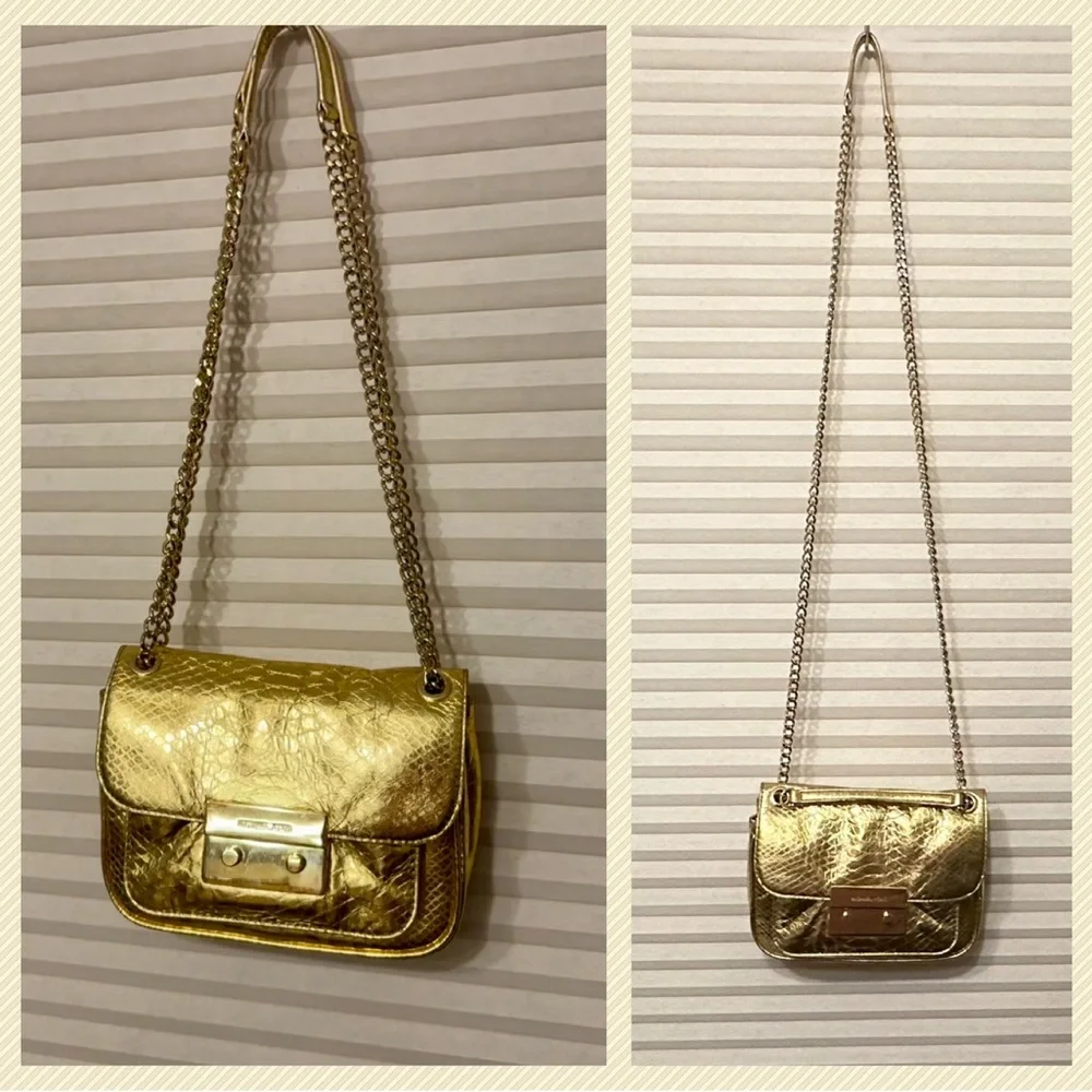 MICHAEL KORS GOLD METALLIC CROSSBODY. EUC RETAILED $358 - Picture 5 of 15